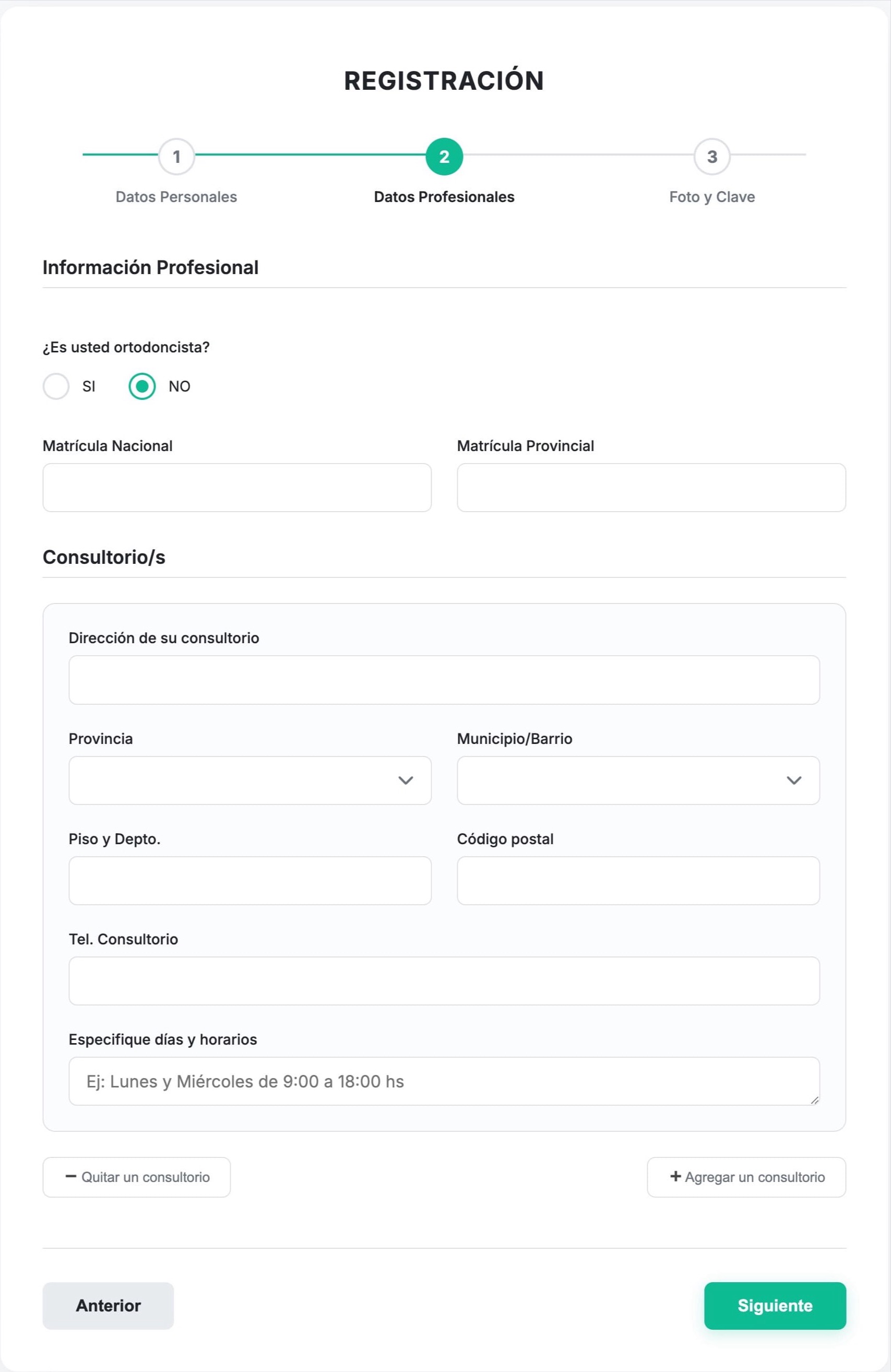 Proceso de registro automatizado para profesionales en 3 pasos
